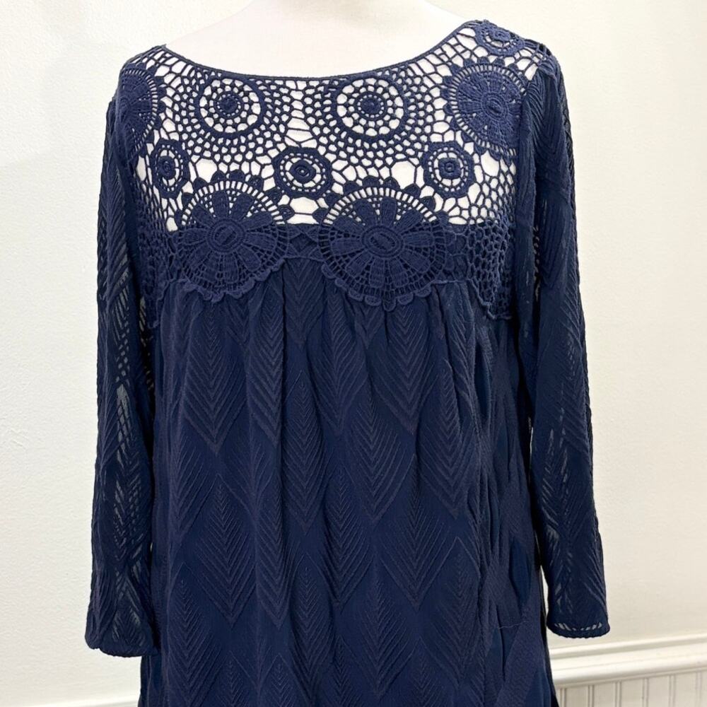 Holding Horses Size S‎ Augusta Swing Dress Crochet Lace Navy Cottagecore Boho - Picture 4 of 12